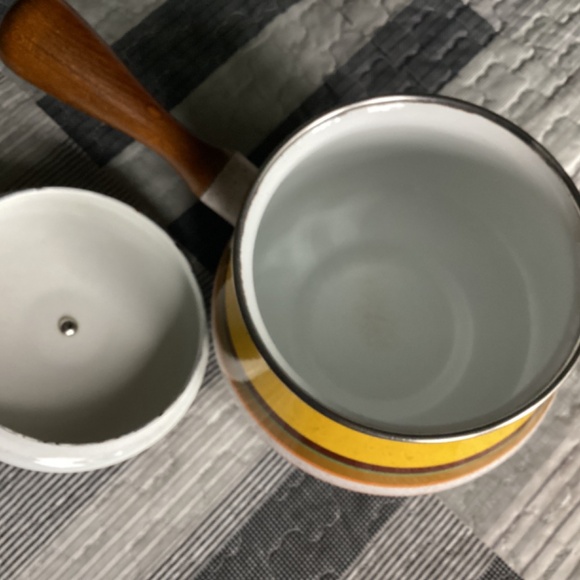VINTAGE 70’S COLORFUL ENAMELED FONDUE POT - Picture 4 of 8